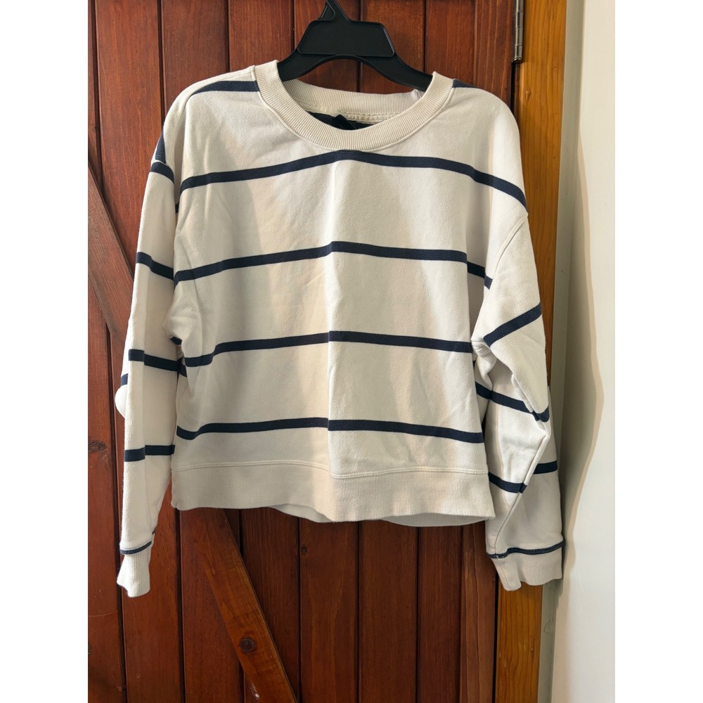 All In Motion Womens Striped French Terry Sweatshirt Navy‎ White Small Pullover